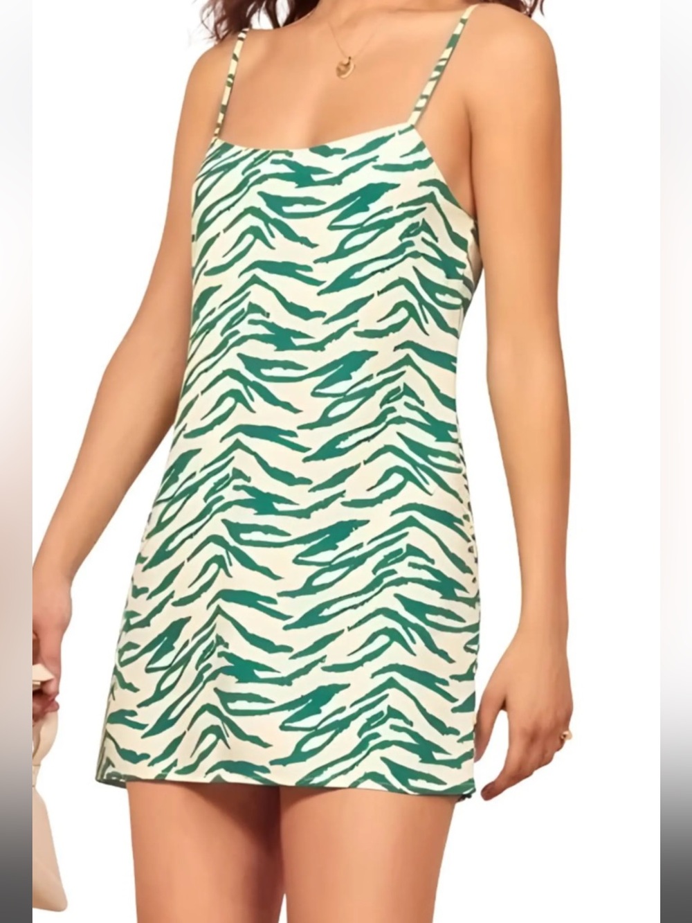 Reformation Women’s Green & White Zebra Print Dress